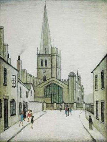 Painting of Burford Church by L.S. Lowry in 1949