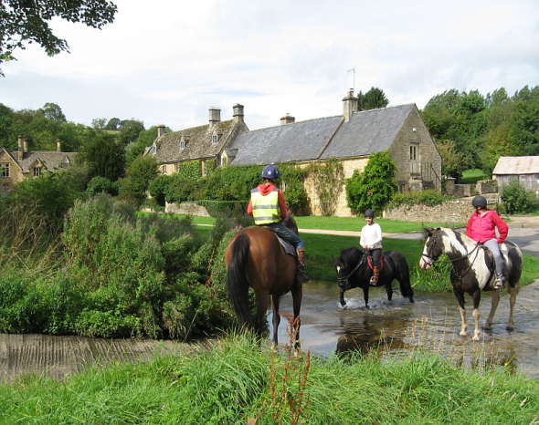 Horses and riders at Upper Slaughter
